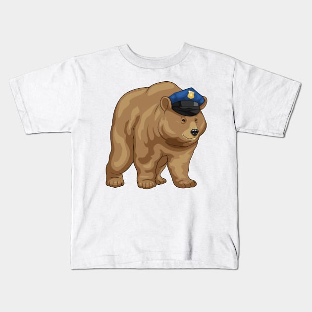 Bear Cop Police hat Police Kids T-Shirt by Markus Schnabel